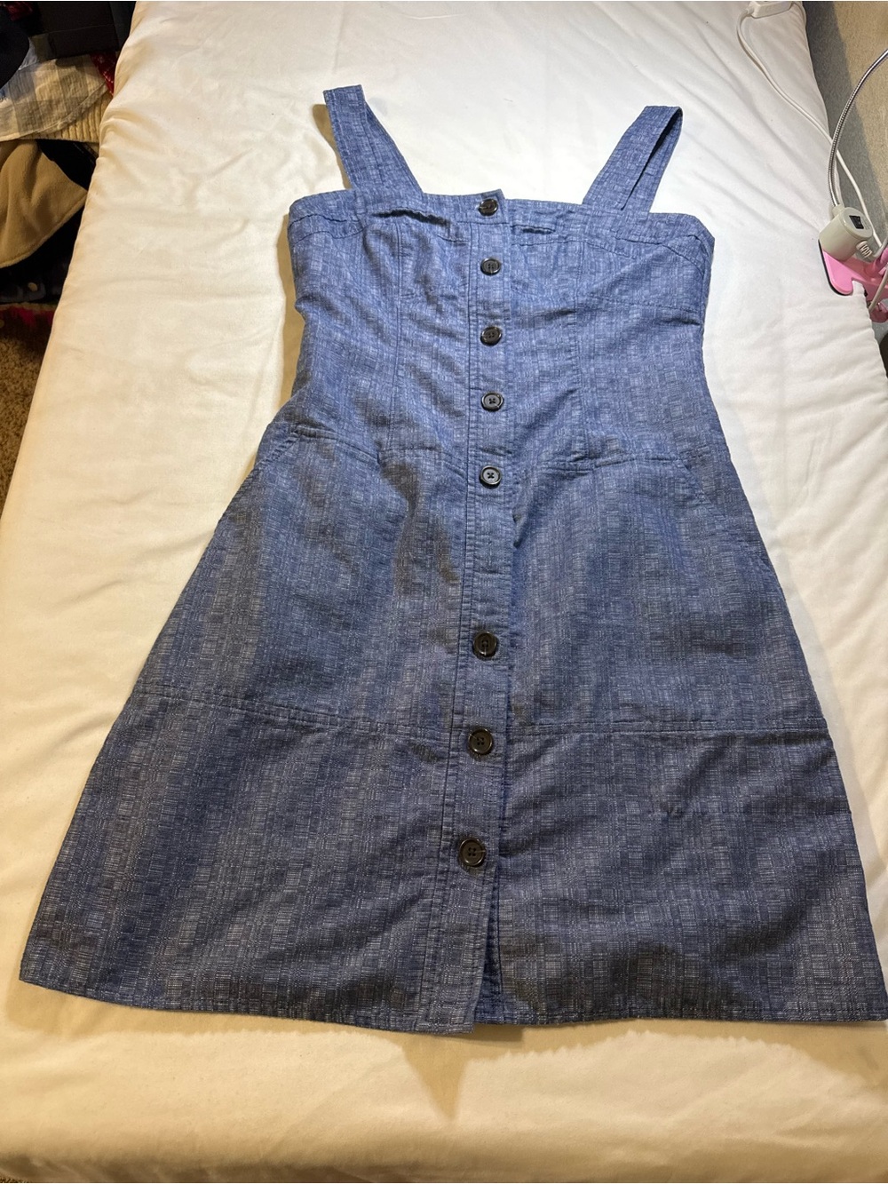 Derek Lam Blue Button-Front Mini Dress